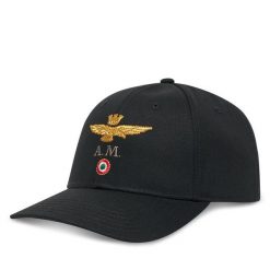 Czapka z daszkiem Aeronautica Militare. Czarne czapki i kapelusze męskie Aeronautica Militare, bez wzorów. Za 159.99 zł.