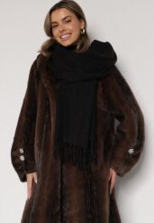 Czarny Klasyczny Szalik Zdobiony Frędzlami Vetilana. Czarne szaliki i chusty damskie Born2be, z aplikacjami, z jeansu, biznesowe. Za 44.99 zł.