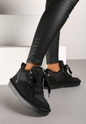 Czarne Zimowe Sneakersy Vices Stylizowane na Śniegowce z Futerkiem Tennira. Czarne obuwie sportowe damskie Renee, z jeansu. Za 99.99 zł.