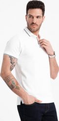 Ombre Koszulka męska polo z dzianiny pique bez guzików - biała V1 OM-POSS-0110 XXL. Białe koszulki polo męskie Ombre, m, bez wzorów, z dzianiny, bez ramiączek. Za 89.99 zł.