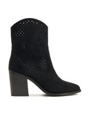 DeeZee Botki 220565-4 Czarny. Czarne botki damskie DeeZee, z materiału, bez obcasa, na słupku, bez zapięcia. Za 118.99 zł.