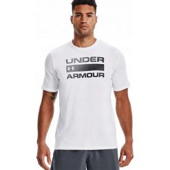 Męska Koszulka Z Napisem Team Issue. Białe koszulki sportowe męskie Under Armour, l, bez wzorów, z bawełny, bez kołnierzyka, bez ramiączek, do piłki nożnej. Za 264.00 zł.