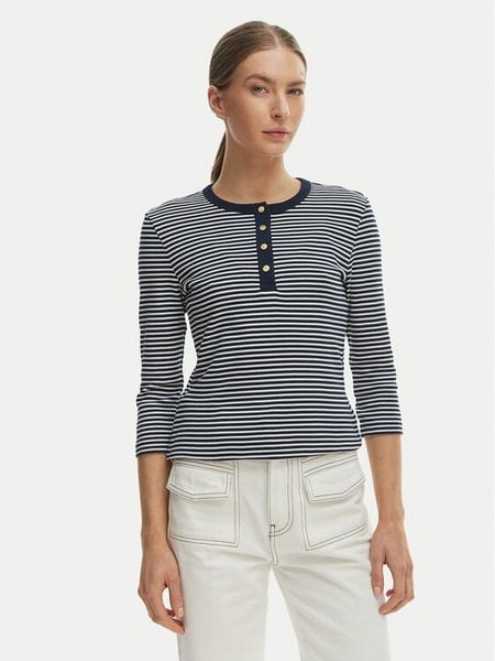 Tommy Hilfiger Bluzka WW0WW49629 Niebieski Slim Fit. Niebieskie bluzki damskie Tommy Hilfiger, xl, bez wzorów, z bawełny, bez kołnierzyka, bez ramiączek. Za 224.99 zł.