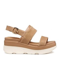 Sandały Geox. Brązowe sandały damskie Geox, bez wzorów, bez obcasa, na płaskiej podeszwie, bez zapięcia. Za 459.99 zł.