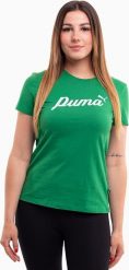 Koszulka damska Puma ESS Script zielona 679315 86 M. Zielone t-shirty damskie Puma, m, bez wzorów, bez kołnierzyka. Za 85.98 zł.