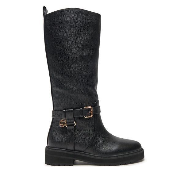 Oficerki TWINSET. Czarne kozaki damskie Twinset, bez obcasa, na płaskiej podeszwie. Za 1,099.00 zł.