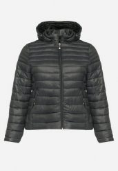 Ciemnozielona Pikowana Kurtka z Odpinanym Kapturem Nevettoria. Zielone kurtki damskie Born2be, xl, bez wzorów, z materiału. Za 119.99 zł.