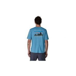 Koszulka turystyczna Capilene Cool Daily Shirt '73 Skyline. Niebieskie koszulki sportowe męskie Patagonia, m, bez wzorów, bez kołnierzyka, bez ramiączek, trekkingowe. Za 239.99 zł.