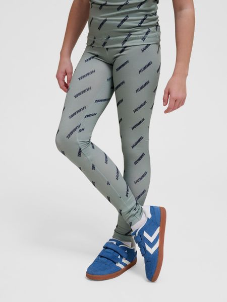 Legginsy dziewczęce Hummel Silje. Zielone legginsy dla dziewczynek Hummel, bez wzorów, z dzianiny. Za 129.50 zł.