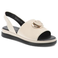 Sandały damskie Vinceza, cholewka ze skóry naturalnej ozdobna aplikacja miękka wkładka lekka podeszwa, beżowe, 95422. Brązowe klapki damskie VINCEZA, z aplikacjami, ze skóry, eleganckie, bez obcasa. Za 169.00 zł.