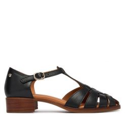Sandały Pikolinos. Czarne sandały damskie Pikolinos, bez wzorów, bez obcasa, na słupku, bez zapięcia. Za 599.99 zł.