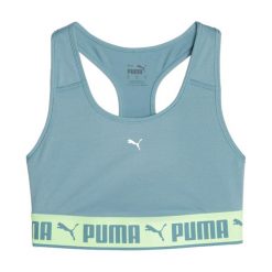 Stanik fitness cardio PUMA Mid Impact Puma Strong. Niebieskie obuwie sportowe damskie Puma, bez wzorów, na fitness i siłownię. Za 59.99 zł.