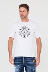 JUST CAVALLI Biały męski t-shirt Fiche, Rozmiar XXL. Białe t-shirty męskie Just Cavalli, m, bez wzorów, bez kołnierzyka. W wyprzedaży za 209.99 zł.