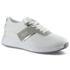 Sneakersy damskie Big Star, materiał tekstylny o siatkowej strukturze z elementami skóry syntetycznej z klasycznym sznurowaniem elastyczną cholewką o. Białe półbuty damskie Big Star, bez wzorów, z materiału, eleganckie, bez obcasa, bez zapięcia. Za 139.00 zł.