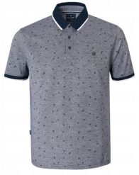 Bawełniana, Męska Koszulka Polo - Pako Jeans - Granatowy Melanż. Niebieskie koszulki polo męskie Pako Jeans, l, bez wzorów, z bawełny, casualowe, bez ramiączek. Za 129.00 zł.