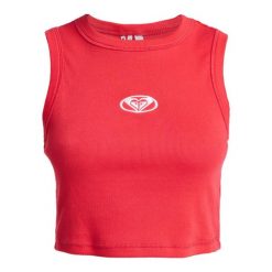 Dla Kobiety ICONIC DAYS Czerwony. Czerwone t-shirty damskie Roxy, m, bez wzorów, z bawełny, casualowe, bez kołnierzyka. Za 109.99 zł.