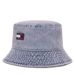 Kapelusz Tommy Jeans. Czerwone czapki i kapelusze damskie Tommy Jeans, bez wzorów, z denimu. Za 159.99 zł.