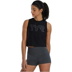 Koszulka damska TYR WMN AIRTEC CROP TNK. Czarne t-shirty damskie TYR, bez wzorów, bez kołnierzyka. Za 249.99 zł.
