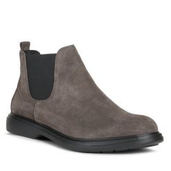 Sztyblety Geox. Brązowe botki męskie Geox, bez wzorów, bez zapięcia. Za 439.99 zł.