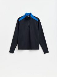 Bluza ze stójką - czarny. Czarne bluzy męskie Reserved, l, bez wzorów, bez kaptura. Za 89.99 zł.