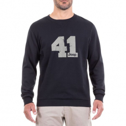 Bluza w kolorze czarnym. Czarne bluzy męskie Jeep, z nadrukiem. W wyprzedaży za 92.95 zł.