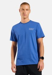 Koszulka z krótkim rękawem męska ODLO T-shirt crew neck s/s COTTON BLEND. Niebieskie t-shirty męskie Odlo, m, bez wzorów, z bawełny, bez kołnierzyka. Za 209.99 zł.