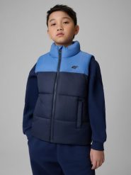 4F Bezrękawnik z wypełnieniem syntetycznym chłopięcy - granatowy 164 (13-14 lat). Niebieskie kurtki i płaszcze dla chłopców 4f, bez wzorów, z puchu, sportowe, bez kaptura. Za 139.99 zł.
