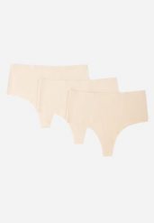 Beżowe 3-Pack Majtki Stringi z Wysokim Stanem o Bezszwowym Wykończeniu Zerissa. Brązowe stringi damskie Born2be, l, bez wzorów. Za 49.99 zł.