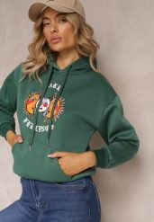 Ciemnozielona Bluza Kangurka z Nadrukiem i Kapturem Uvella. Zielone bluzy damskie Renee, xl, bez wzorów. Za 79.99 zł.