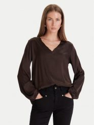 Maryley Bluzka 25IB824/18CO Brązowy Regular Fit. Brązowe bluzki damskie Maryley, xs, bez wzorów, z wiskozy, bez kołnierzyka, bez ramiączek. Za 229.99 zł.