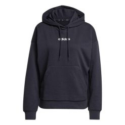 Bluza damska adidas Essentials Linear French Terry Hoodie - czarna. Czarne bluzy damskie Adidas, l, bez wzorów, z bawełny, bez kaptura. Za 195.99 zł.