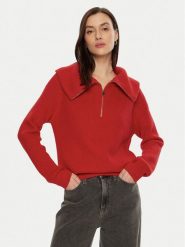 Morgan Sweter 242-MCOLAR Czerwony Regular Fit. Czerwone swetry damskie Morgan, m, bez wzorów, z syntetyku, bez kołnierzyka, bez ramiączek, bez kaptura. Za 189.99 zł.