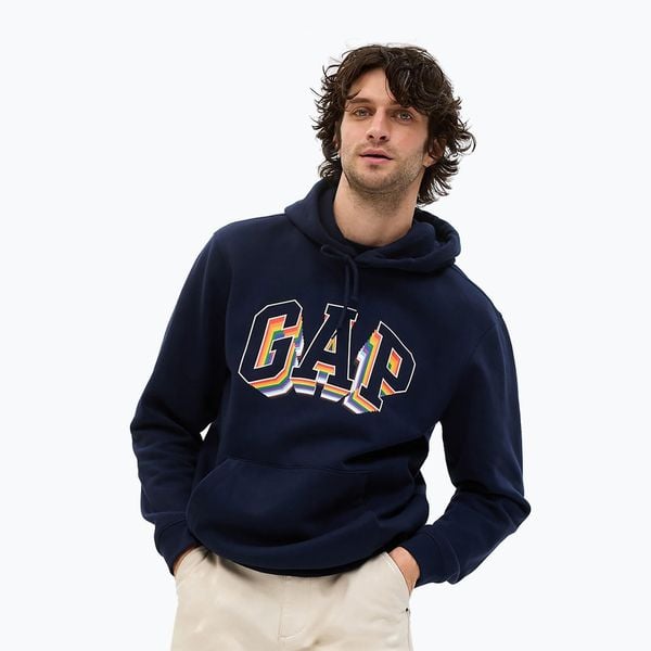 Bluza męska GAP Pride Core Arch PO. Niebieskie bluzy męskie GAP, m, bez wzorów, z bawełny, bez kaptura. Za 159.99 zł.