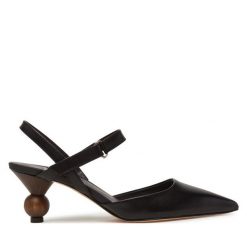 Sandały Weekend Max Mara. Czarne sandały damskie Weekend Max Mara, bez wzorów, bez obcasa, na słupku, bez zapięcia. Za 1,289.00 zł.