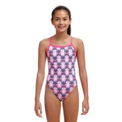 Strój kąpielowy dziewczęcy jednoczęściowy na basen plażę Funkita. Czarne stroje kąpielowe dla dziewczynek FUNKITA, bez wzorów. Za 199.99 zł.