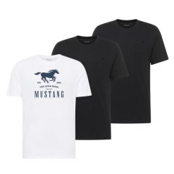 3 Pak T-Shirt Mustang Style Alex Czarny Biały. Białe t-shirty męskie Mustang, uniwersalny, bez wzorów, bez kołnierzyka. Za 149.99 zł.