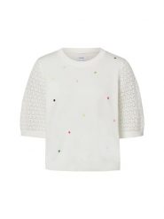 Nümph Sweter z krótkim rękawem - NULulo Kobiety Bawełna (100%) biały, L. Białe swetry damskie Nümph, na lato, l, bez wzorów, z bawełny, bez kołnierzyka, bez ramiączek, krótkie, bez kaptura. Za 169.95 zł.