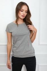 T-SHIRT OLIVIA BASIC SZARY L - Flawless. Szare t-shirty damskie Flawless, l, bez wzorów, z bawełny, biznesowe, bez kołnierzyka. Za 60.00 zł.