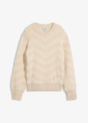 Sweter z grubą nicią. Brązowe swetry damskie bonprix, bez wzorów, bez kołnierzyka, bez ramiączek, bez kaptura. Za 169.99 zł.