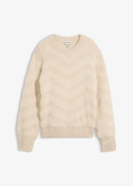 Sweter z grubą nicią. Brązowe swetry damskie bonprix, bez wzorów, bez kołnierzyka, bez ramiączek, bez kaptura. Za 169.99 zł.