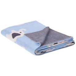 Koc hilkot bawełna 130 x 170 cm niebieski. Niebieskie kocyki dla dzieci BLmeble, z bawełny. W wyprzedaży za 128.90 zł.