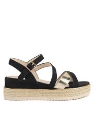 JENNY Espadryle LB-P1092-YLD Czarny. Czarne sandały damskie Jenny, bez wzorów, z materiału, bez obcasa, bez zapięcia. Za 109.99 zł.