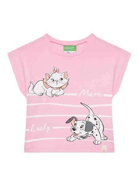 United Colors Of Benetton T-Shirt 3JERG10JC Różowy Regular Fit. Czerwone t-shirty i topy dla dziewczynek United Colors Of Benetton, bez wzorów, z bawełny, bez ramiączek. Za 49.99 zł.