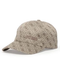Czapka z daszkiem Guess. Brązowe czapki i kapelusze damskie Guess, z aplikacjami. Za 189.99 zł.