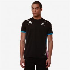 Koszulka Alpine F1 Adolim 2024. Czarne koszulki sportowe męskie Kappa, l, bez wzorów, z materiału, bez kołnierzyka, bez ramiączek, do piłki nożnej. Za 244.75 zł.