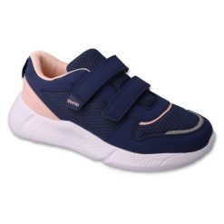Befado sportowe dziecięce na rzepy 452Y004 granatowo/różowe niebieskie. Niebieskie buty sportowe dziewczęce bez wzorów, bez zapięcia. W wyprzedaży za 110.80 zł.