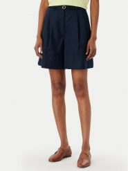 Tommy Hilfiger Szorty materiałowe WW0WW49040 Granatowy Wide Leg. Niebieskie szorty damskie Tommy Hilfiger, bez wzorów, ze lnu. Za 489.99 zł.