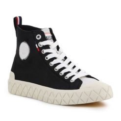 Buty Palladium Palla Ace Mid Lth Ul U 77174-002-M czarne. Czarne trampki i tenisówki damskie z aplikacjami, z materiału, bez zapięcia. Za 681.40 zł.