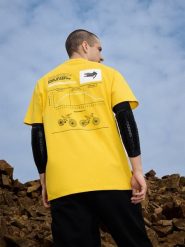 4F T-shirt relaxed z nadrukiem męski - żółty M. Żółte t-shirty męskie 4f, m, bez wzorów, z bawełny, bez kołnierzyka. Za 79.99 zł.