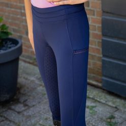 Dziewczęce legginsy jeździeckie z pełną przyczepnością Harry's Horse Denici. Niebieskie legginsy dla dziewczynek HARRYS HORSE, z aplikacjami, z elastanu, długie. Za 285.50 zł.